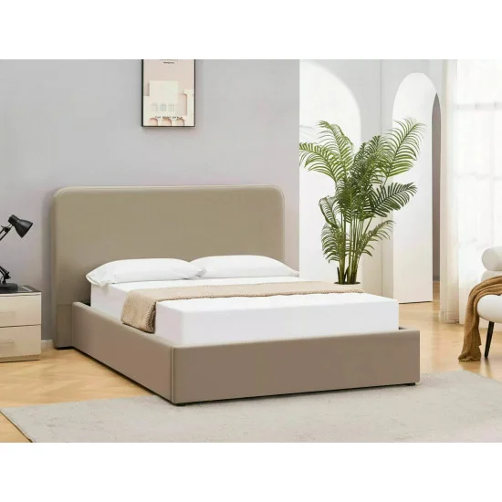 Кровать двухспальная мягкая Lumia Velvet 160×200 Темно-бежевая велюр Bluvel 13