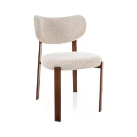 Стул кухонный обеденный мягкий Rin D Светло-бежевая ткань / Орех каркас