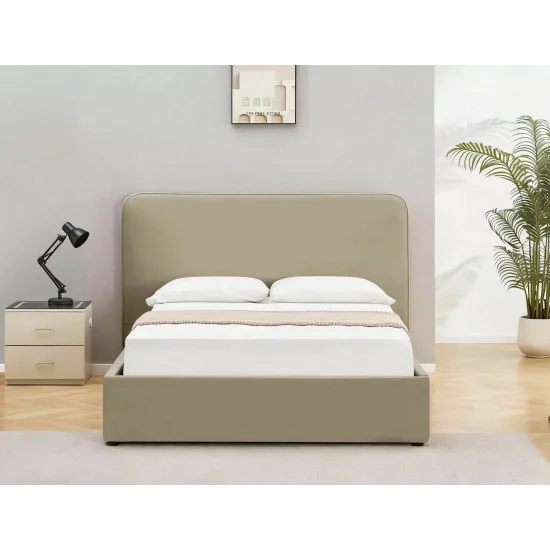 Кровать двухспальная мягкая Lumia Velvet 160×200 Темно-бежевая велюр Bluvel 12