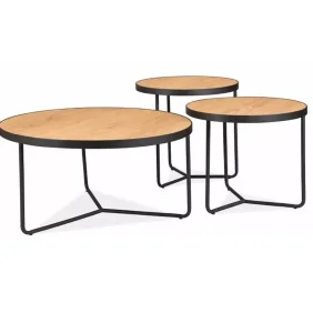 Набор журнальных столов Demeter ø80 см Дуб / Черный