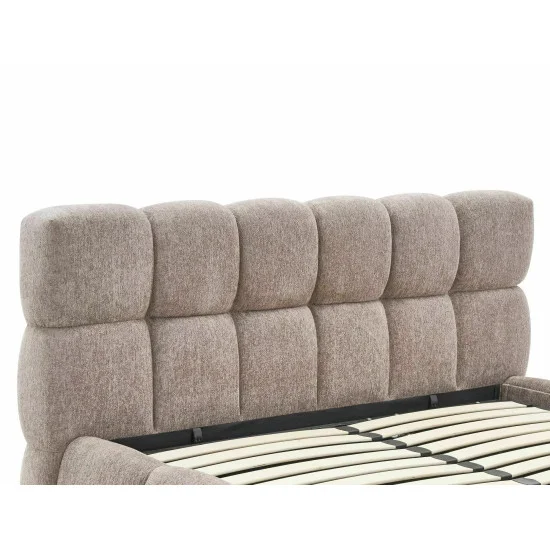 Кровать двухспальная мягкая Parma Raven 140×200 Темно-бежевая ткань 4