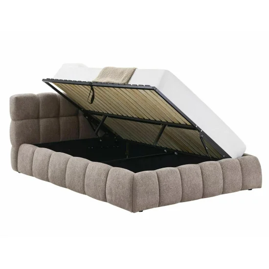 Кровать двухспальная мягкая Parma Raven 140×200 Темно-бежевая ткань 9