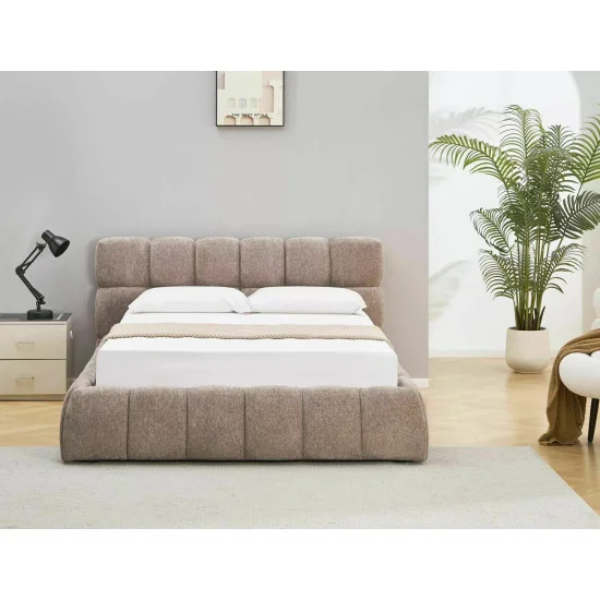 Кровать двухспальная мягкая Parma Raven 140×200 Темно-бежевая ткань 12
