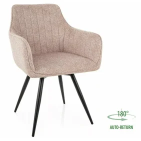 Стілець кухонний обідній м'який Ballo Leo Бежева тканина / Чорний каркас