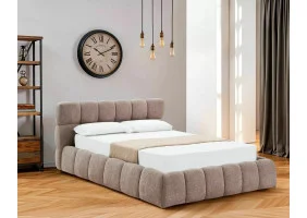 Ліжко полуторне м'яке Parma Raven 140×200 Темно-бежева тканина