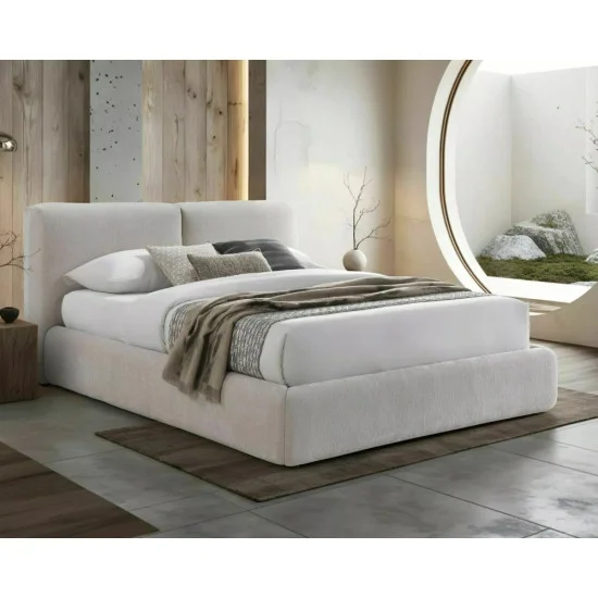 Кровать двухспальная мягкая Modena Raven 160×200 Бежевая ткань 1