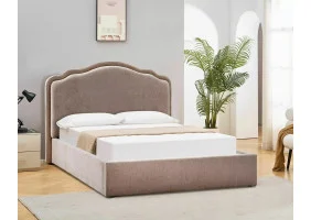 Ліжко двоспальне м'яке Florencja Raven 160×200 Темно-бежева тканина