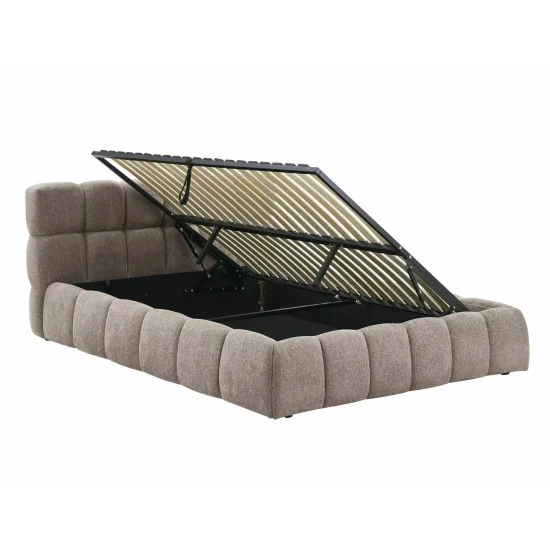 Кровать двухспальная мягкая Parma Raven 140×200 Темно-бежевая ткань 2