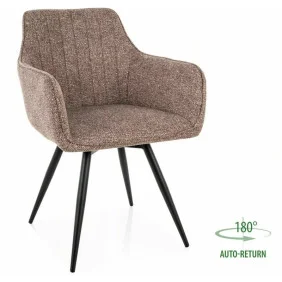 Стілець кухонний обідній м'який Ballo Leo Темно-бежева тканина / Чорний каркас
