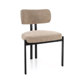 Стул кухонный обеденный мягкий Misaki Бежевая ткань / Черный каркас