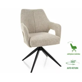 Стул кухонный обеденный мягкий Olsen Noelle Бежевая ткань / Черный каркас