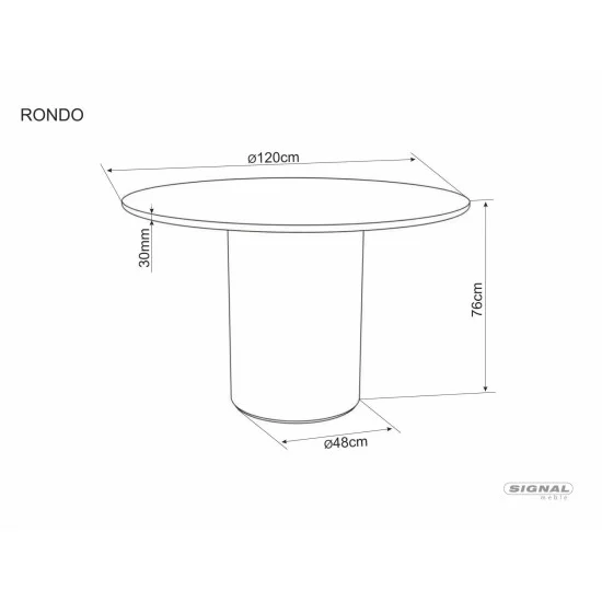 Стіл обідній кухонний Rondo Ceramic ø120 см МДФ + кераміка Білий / Горіх каркас 4