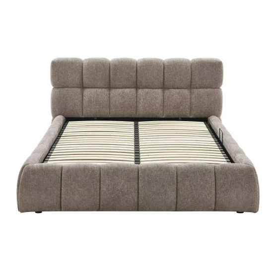 Кровать двухспальная мягкая Parma Raven 160×200 Темно-бежевая ткань 9