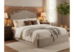 Ліжко двоспальне м'яке Florencja Velvet 160×200 Темно-бежева велюр Bluvel