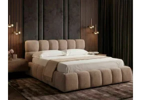 Кровать двухспальная мягкая Parma Raven 160×200 Темно-бежевая ткань