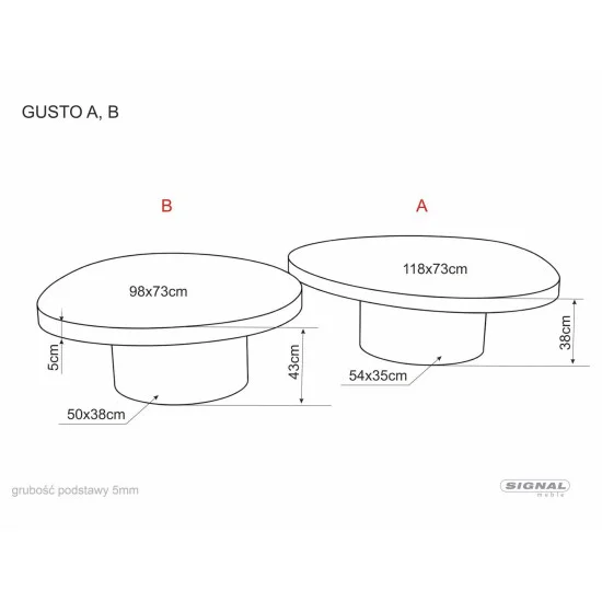 Стол журнальный кофейный Gusto A 118×73 см Коричневый / Медь 6