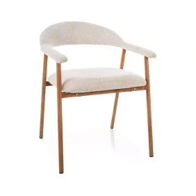 Стул кухонный обеденный мягкий Lagos D Raven Светло-бежевая ткань / Дуб каркас