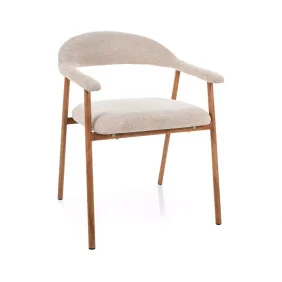 Стул кухонный обеденный мягкий Lagos D Raven Бежевая ткань / Дуб каркас