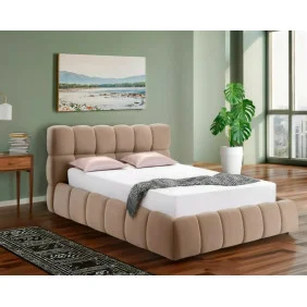 Ліжко полуторне м'яке Parma Velvet 140×200 Темно-бежева велюр Bluvel