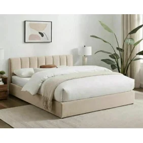 Кровать двухспальная мягкая Montreal Raven 140×200 Бежевая ткань