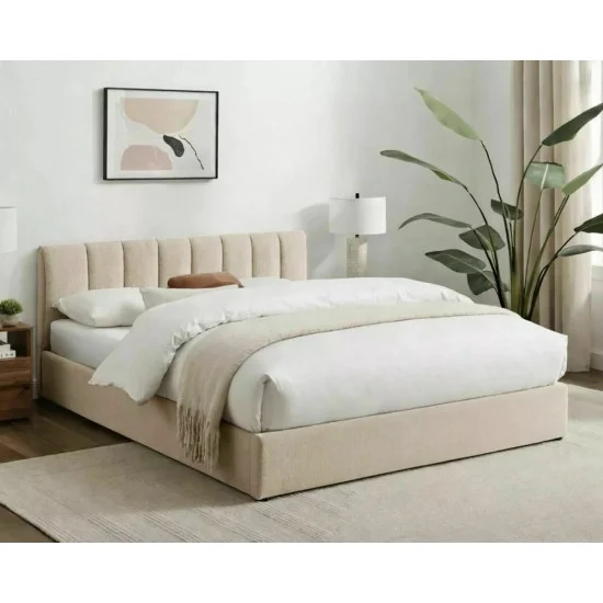 Кровать двухспальная мягкая Montreal Raven 140×200 Бежевая ткань 1