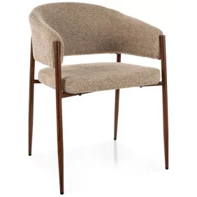 Стілець кухонний обідній м'який Akita D Бежева тканина / Горіх каркас