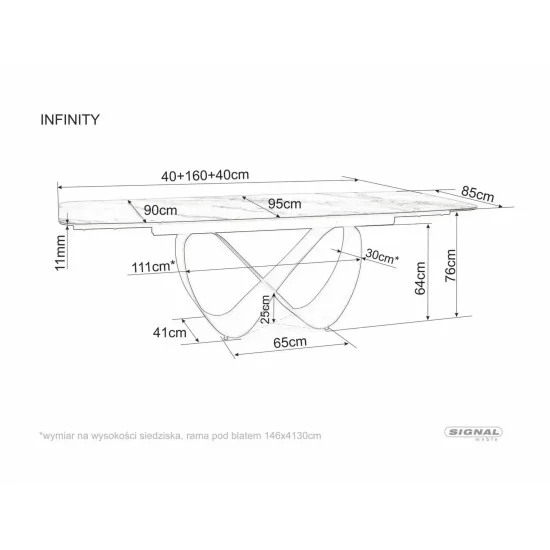 Стол обеденный кухонный раскладной Infinity Ceramic (160–240)×95 см Керамика Беж / Кашемир каркас 6