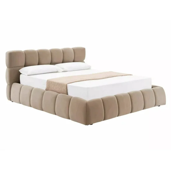 Кровать двухспальная мягкая Parma Velvet 160×200 Темно-бежевая велюр Bluvel 9