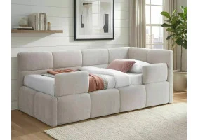 Ліжко односпальне м'яке Emma Raven 90×200 Бежева тканина