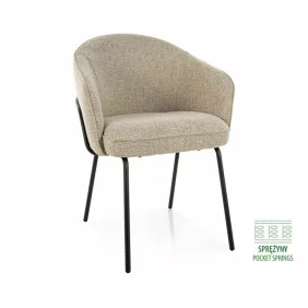 Стул кухонный обеденный мягкий Nao Noelle Бежевая ткань / Черный каркас