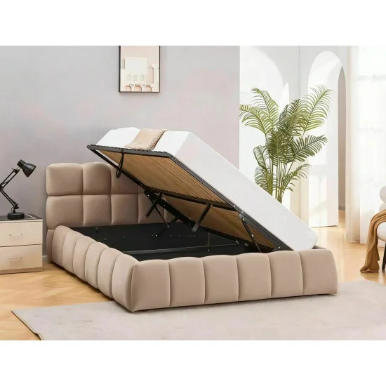 Кровать двухспальная мягкая Parma Velvet 160×200 Темно-бежевая велюр Bluvel 2