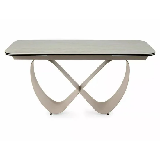 Стол обеденный кухонный раскладной Infinity Ceramic (160–240)×95 см Керамика Беж / Кашемир каркас 2
