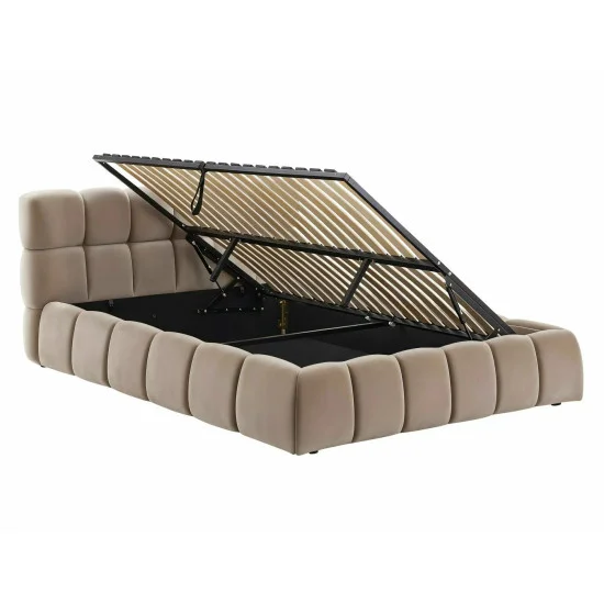 Кровать двухспальная мягкая Parma Velvet 160×200 Темно-бежевая велюр Bluvel 3