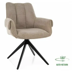 Стілець кухонний обідній м'який Gio Бежева тканина / Чорний каркас