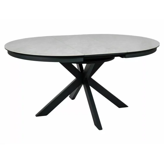 Стол обеденный кухонный раскладной Porto Ceramic (120–160)×120 см Керамика Беж / Черный каркас 4