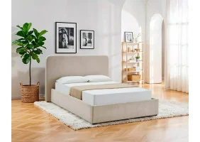 Кровать двухспальная мягкая Lumia Raven 140×200 Бежевая ткань