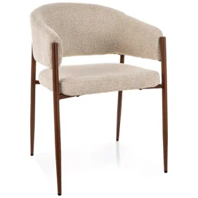 Стілець кухонний обідній м'який Akita D Світло-бежева тканина / Горіх каркас