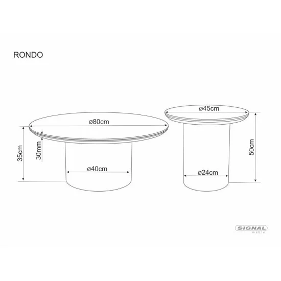 Стол журнальный кофейный Rondo ø45 см Белый / Дуб 3