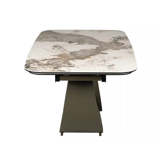 Стол обеденный раскладной кухонный Infinity Ceramic (160–240)×95 см Керамика Белый / Медный каркас 11
