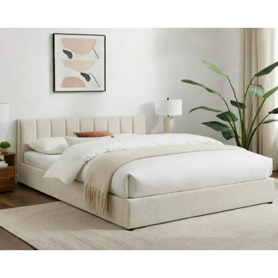 Кровать двухспальная мягкая Montreal Raven 160×200 Бежевая ткань 1
