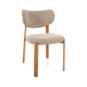 Стул кухонный обеденный мягкий Rin D Бежевая ткань / Дуб каркас