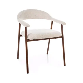 Стул кухонный обеденный мягкий Lagos D Raven Светло-бежевая ткань / Орех каркас