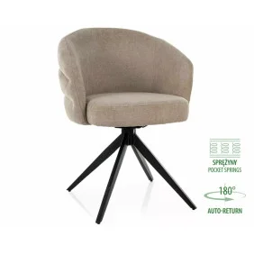 Стул кухонный обеденный мягкий Ores Бежевая ткань / Черный каркас