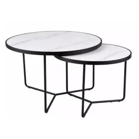 Набор журнальных столов Italia ø80 см Белый/Черный