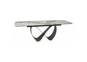 Стол обеденный раскладной кухонный Infinity Ceramic (160–240)×95 см Керамика Белый / Медный каркас