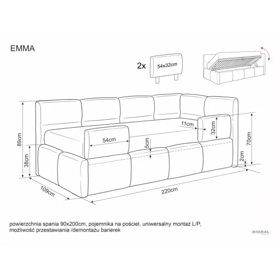 Ліжко односпальне м'яке Emma Raven 90×200 Темно-бежева тканина 4