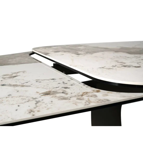Стол обеденный раскладной кухонный Infinity Ceramic (160–240)×95 см Керамика Белый / Медный каркас 10
