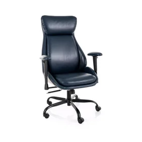 Кресло офисное компьютерное поворотное Q-092 Темно-синяя экокожа / Черный каркас