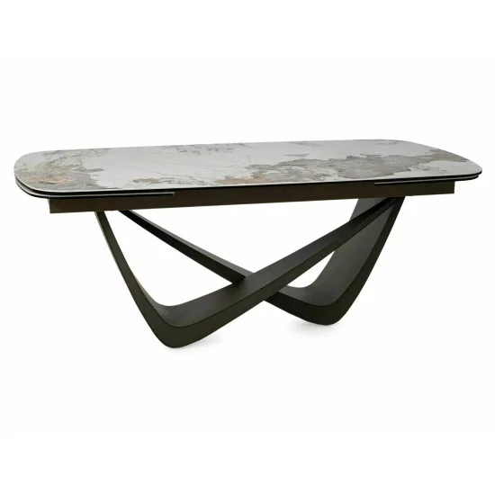 Стол обеденный раскладной кухонный Maranello Ceramic (200–290)×98 см Керамика Белый / Медный каркас 3
