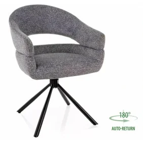 Стілець кухонний обідній м'який Borgo Leo Сіра тканина / Чорний каркас